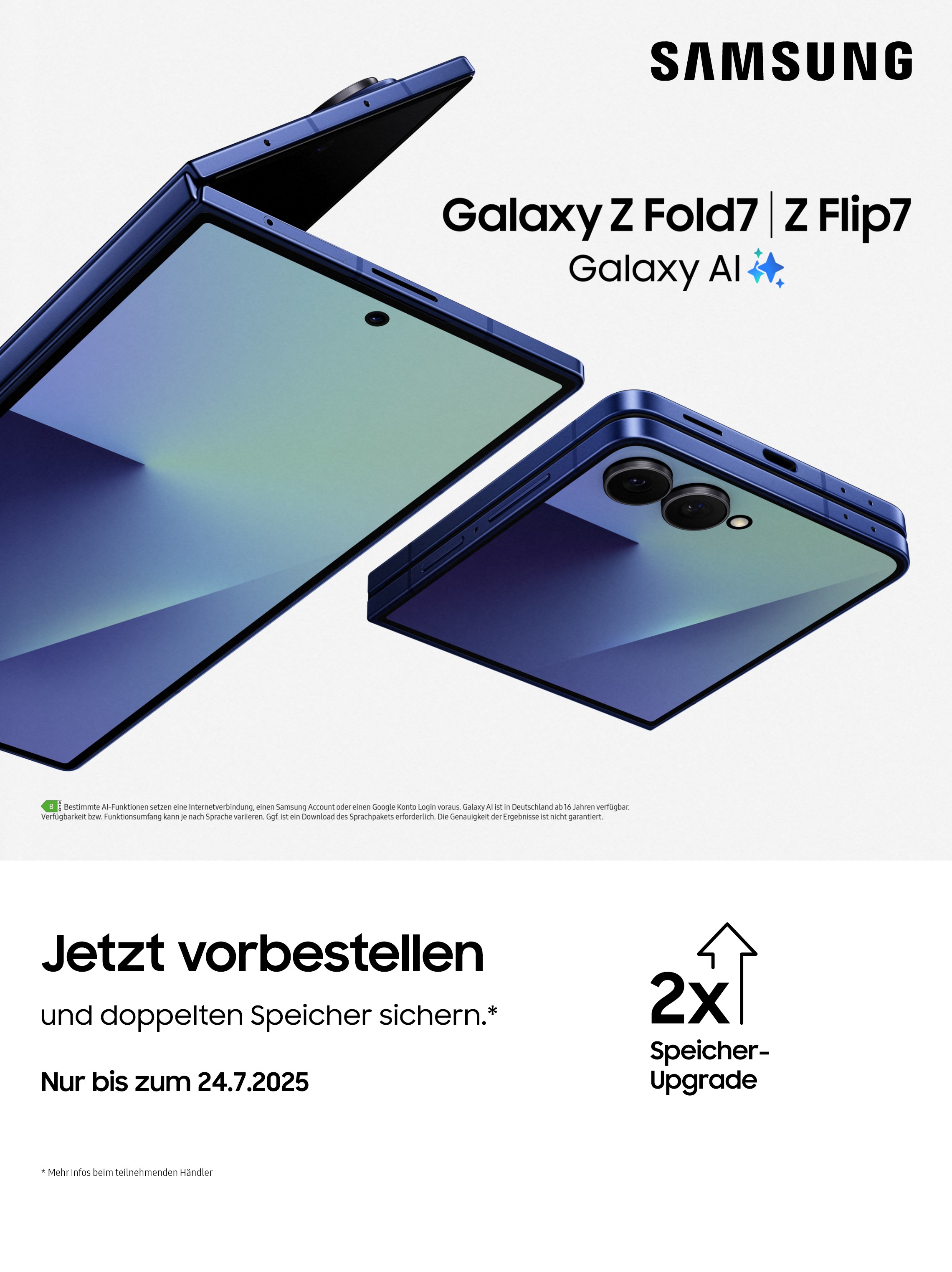 Samsung Galaxy Z Flip7 vorbestellen und doppelten Speicher sichern