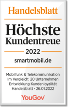 Höchte Kundentreue - smartmobil.de 2022 - Handelsblatt