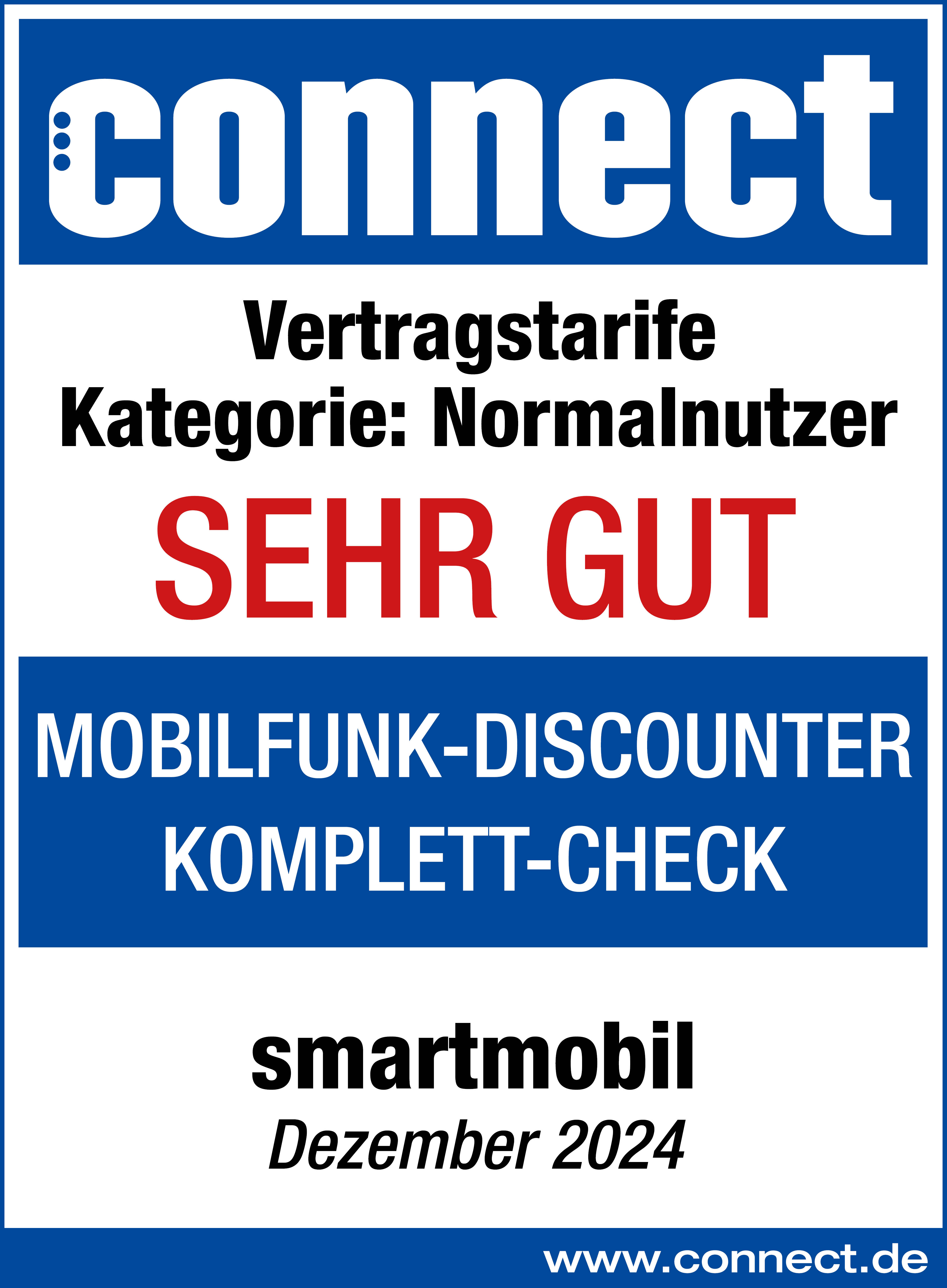 Auszeichnung: connect, Testsieger Vertragstarife Normalnutzer, sehr gut