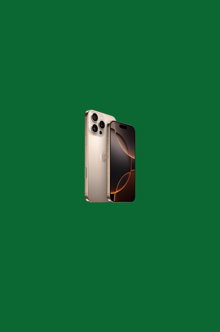 Bild von einem Apple iPhone 16 Pro Max auf grüner Fläche
